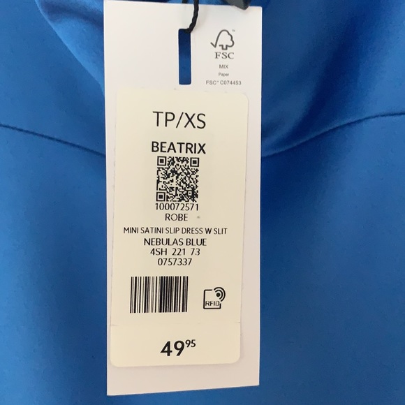 Dynamite Beatrix Blue Satin Dress (New With Tag) - Picture 5 of 7